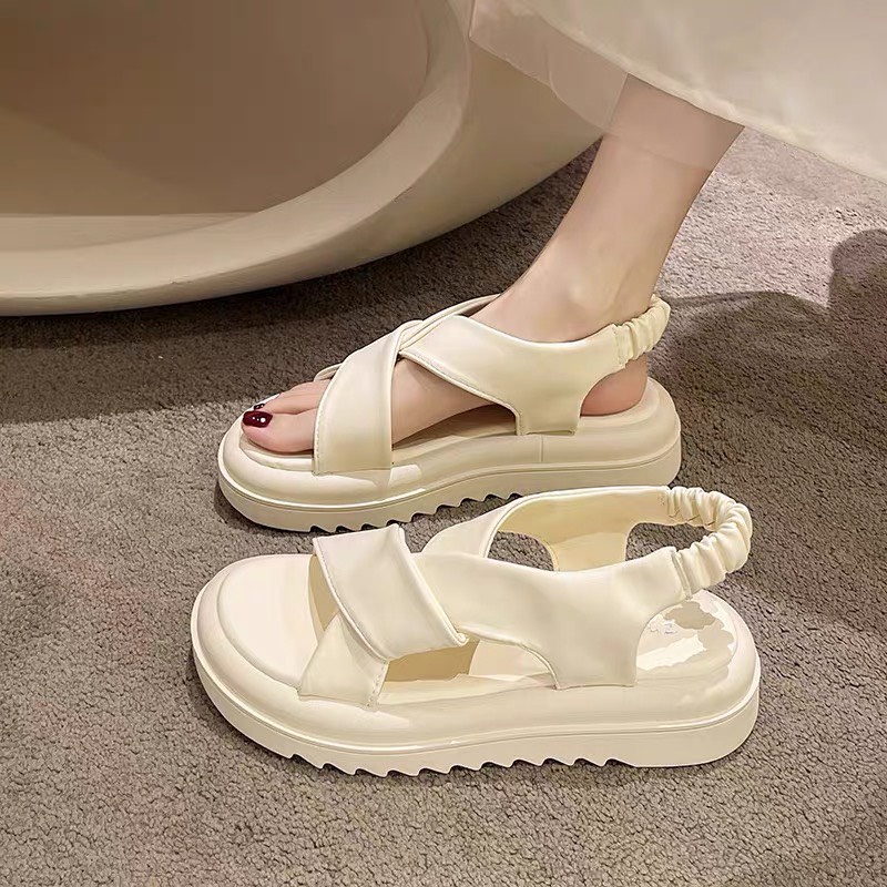 ( 2 màu) Giày sandal nữ ẢNH+VIDEO THẬT dép quai hậu đế răng cưa CHUN