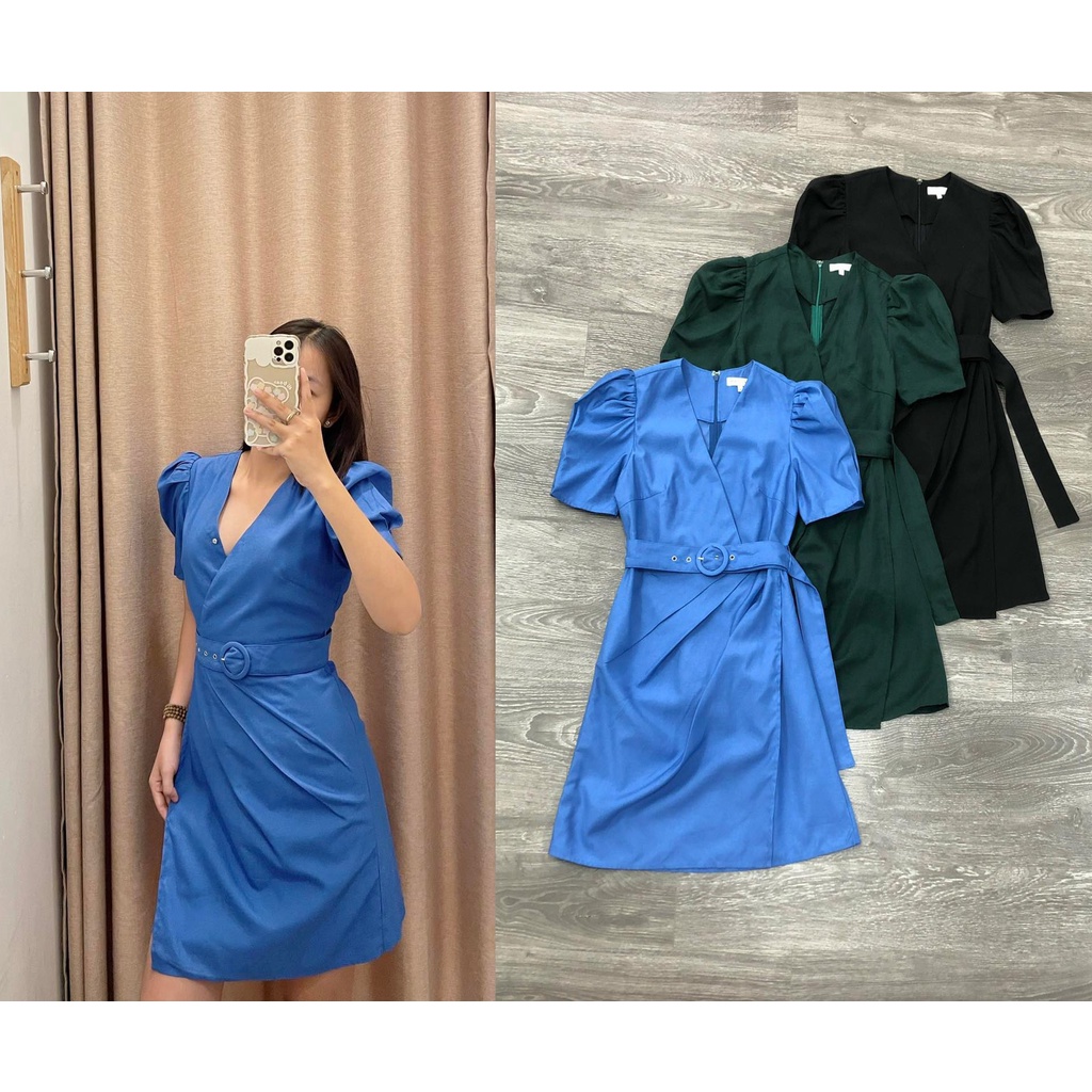 Đầm WAREHOUSE thắt belt cổ tim KAMI