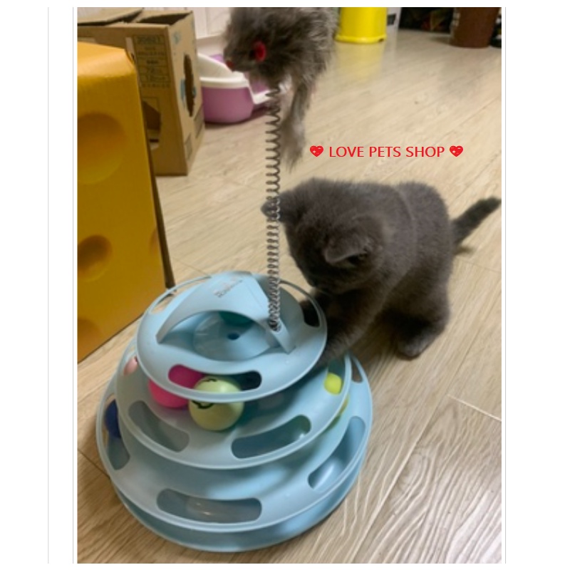 ĐỒ CHƠI MÈO, THÁP BANH 4 TẦNG GẮN CHUỘT LÒ SO CHO MÈO (SIZE LỚN) -  LOVE PETS SHOP