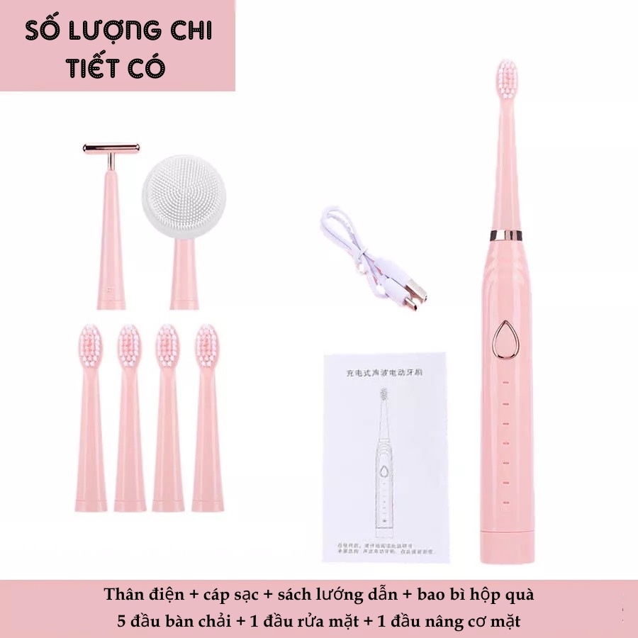 Bàn chải đánh răng điện 3 trong 1 LIG 6 chế độ phù hợp với mọi loại răng lợi làm sạch trắng sâu với công nghệ sóng âm.