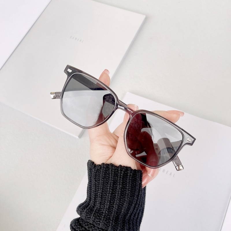 (HENGHA) Kính Mát Hình Vuông Màu Đen Đa Giác Thời Trang Cổ Điển Che Nắng