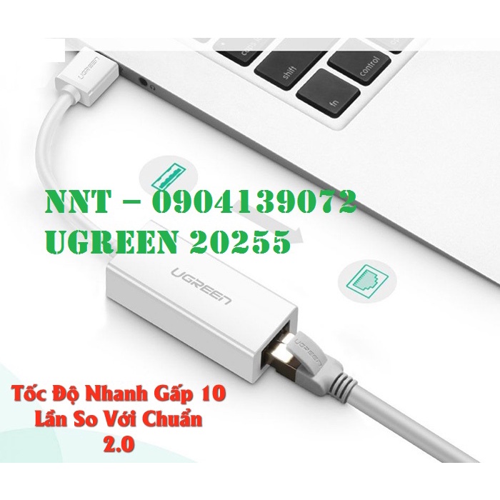 Cáp chuyển USB 3.0 to Lan hỗ trợ 10/100/1000 Mbps chính hãng Ugreen 20255