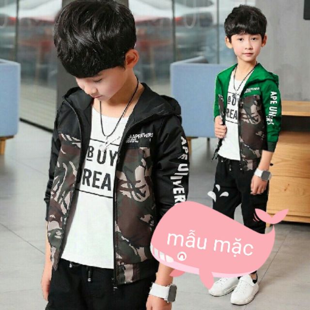 Áo khoát lính cực ngầu cho bé (màu xanh).
