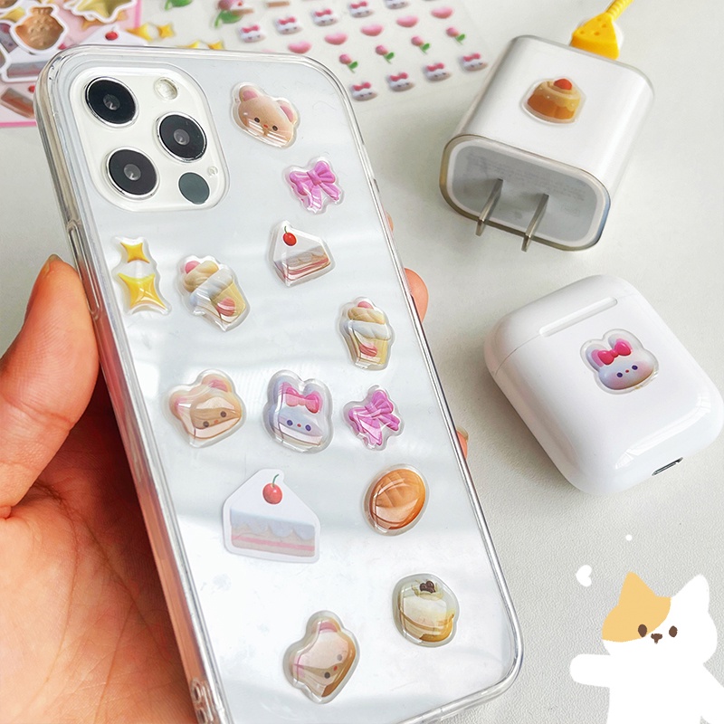 Bộ 3 Miếng Dán PET Họa Tiết Hoạt Hình 3D Chống Thấm Nước Trang Trí Sổ Tay / Điện Thoại