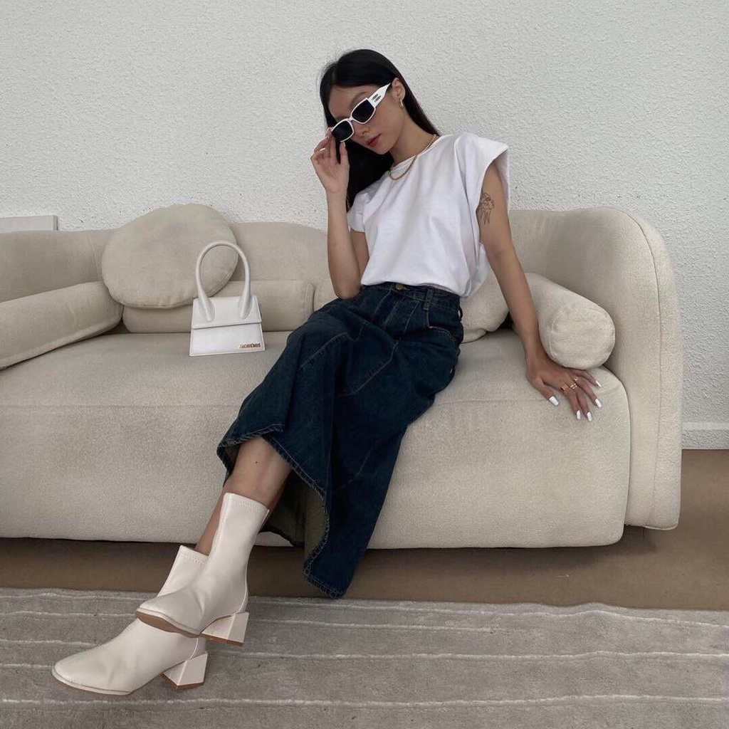 25 STUDIO Chân váy jean dài cạp cao đuôi cá  Audrey Skirt