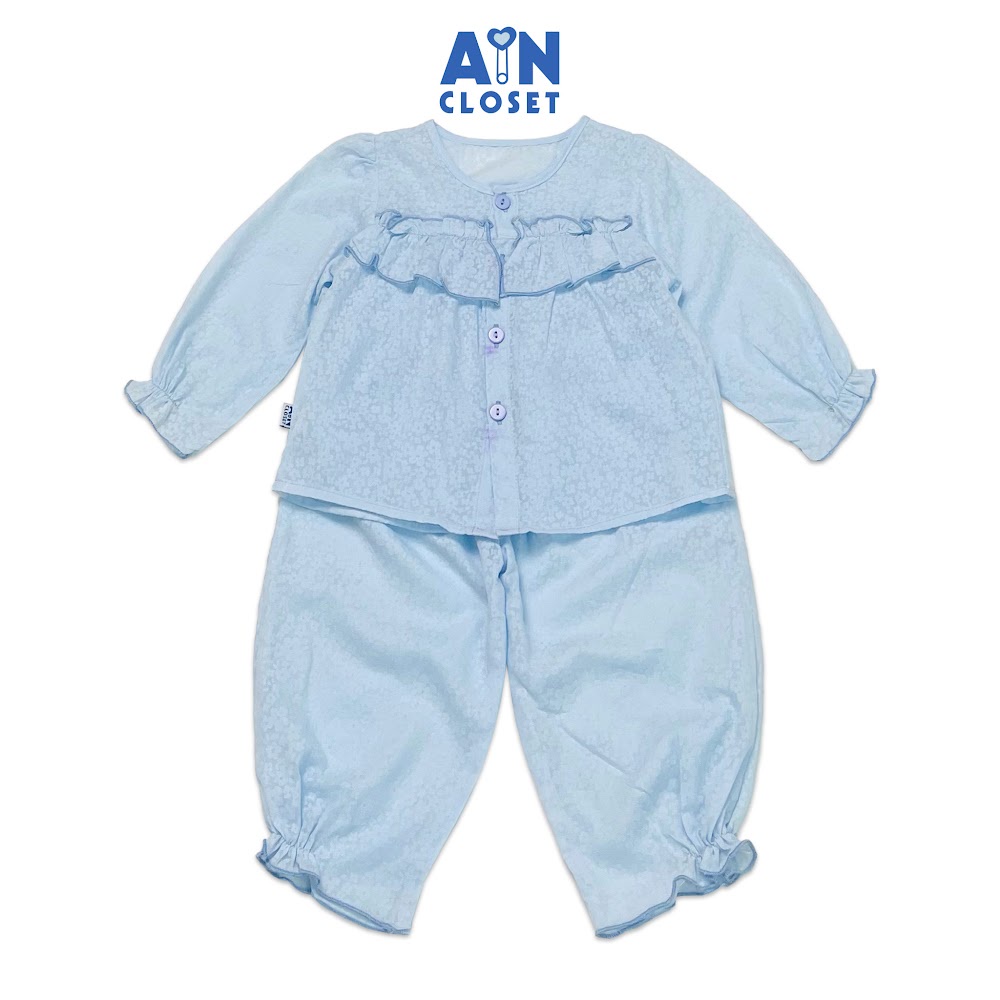 Bộ quần áo dài bé gái họa tiết Hoa xanh lơ in chìm boi mịn - AICDBGEKOZX5 - AIN Closet