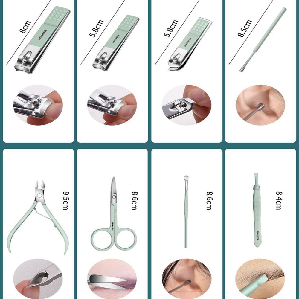 Bộ Bấm Móng Tay 12/16 Món Dụng Cụ Làm Đẹp Bộ Cắt Móng Tay, Làm Nail, Nặn Mụn Cao Cấp