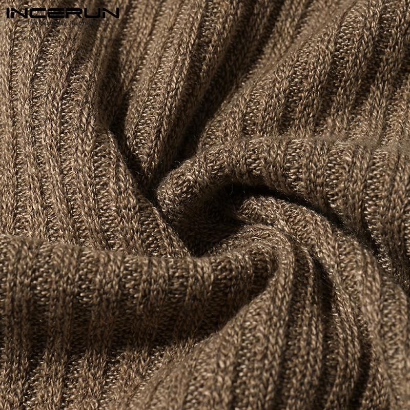 Áo sweater INCERUN cổ tròn sát nách màu trơn thời trang mùa đông cho nam