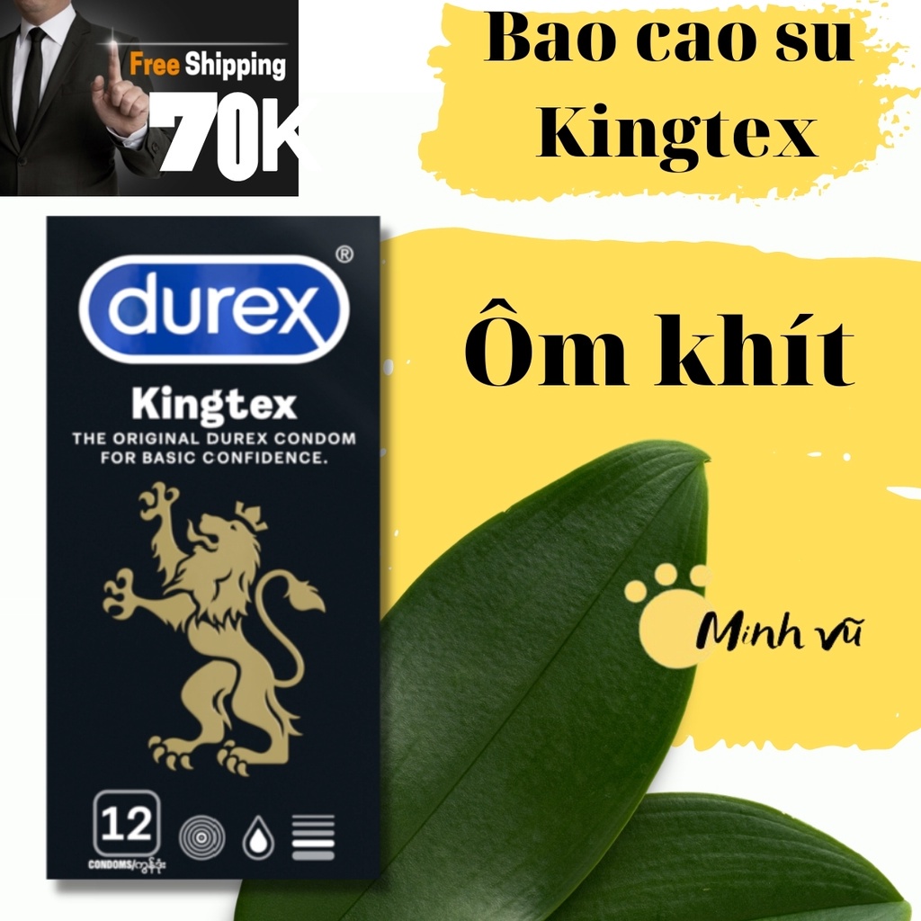 [ Có video ảnh thật ] Bao cao su Durex Kingtex hộp 12 chiếc bcs ôm khít