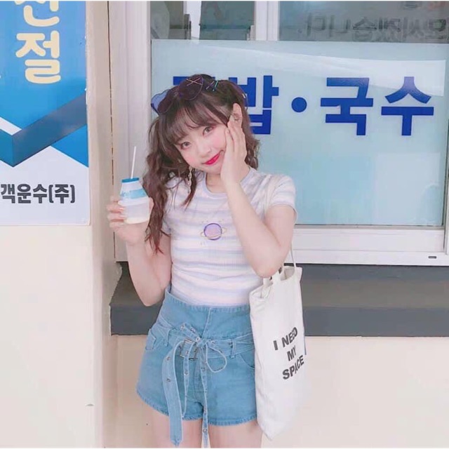 (Ảnh thật) Áo croptop borip màu pastel sọc hình hành tinh