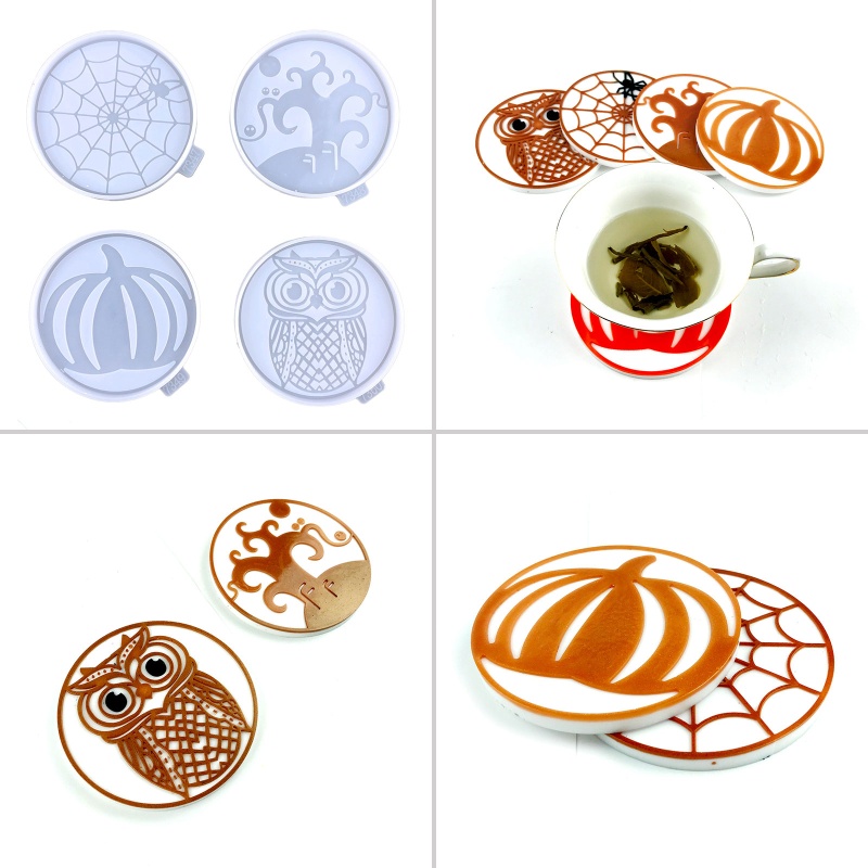 Khuôn Silicone Làm Bánh Kẹo / Trang Sức Hình Tròn Phong Cách Halloween