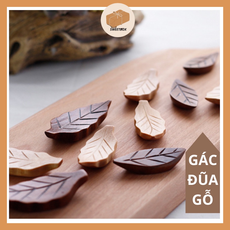 Gác Đũa Gỗ - Gác Bút Cọ Vẽ Phong Cách Nhật Bản Hình Lá Hình Cá -Dụng Cụ Bàn Ăn Chụp Hình Sản Phẩm