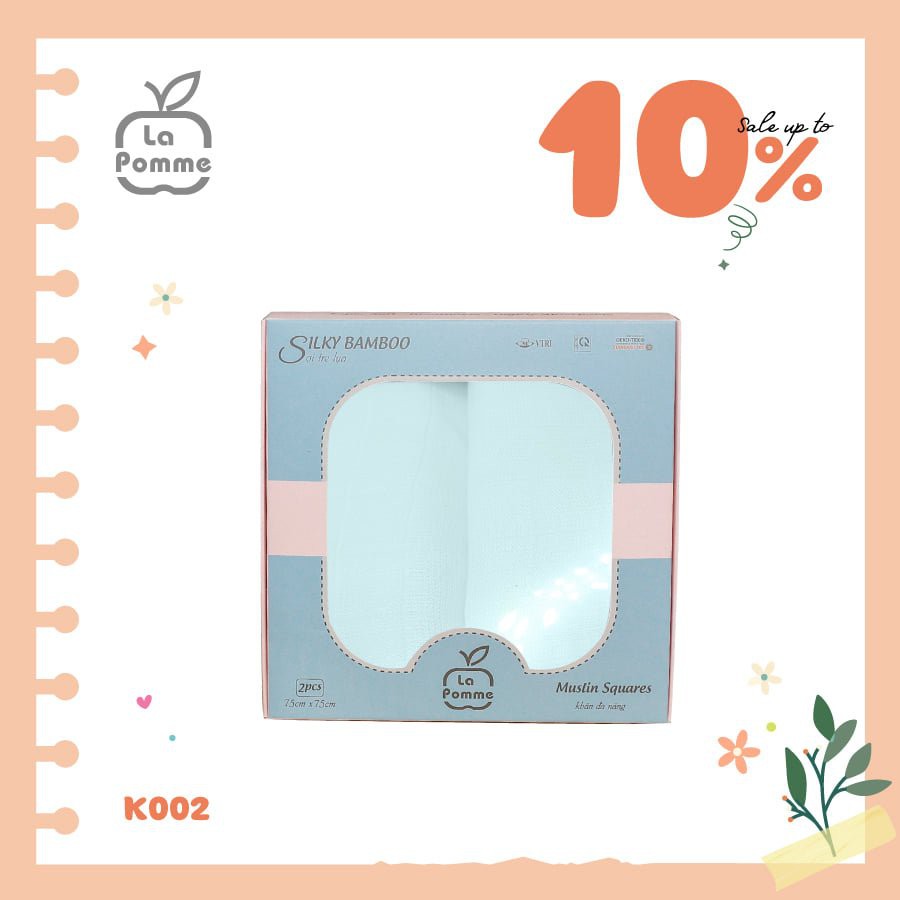 Khăn đa năng LaPomme tắm, quấn sợi tre lụa cao cấp set 2 75x75cm