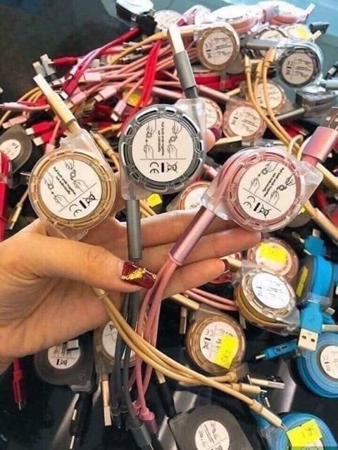 Dây sạc rút 3 đầu giao màu ngẫu nhiên