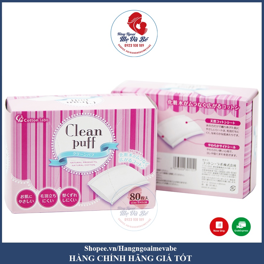 Bông tẩy trang Clean Puff 80 miếng Nhật - Giá sỉ