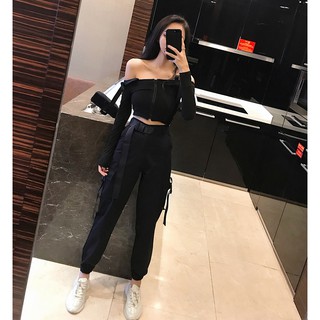 Áo croptop dây kéo ulzzang (có ảnh thật)