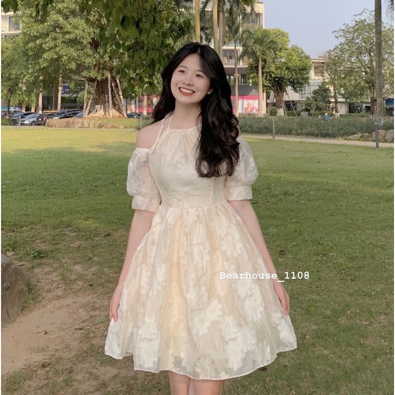 ❌ ĐẦM VÁY CỔ YẾM IN HOA OVANGA 🌷