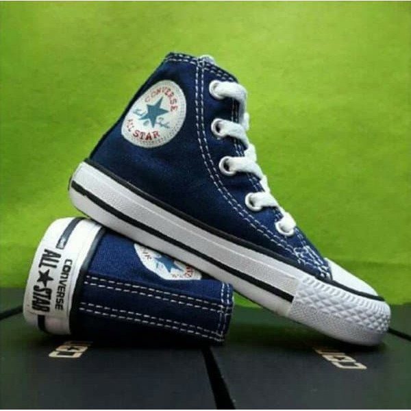 Giày Converse Vải Canvas Cổ Cao Màu Xanh Navy Kiểu Cổ Điển Cá Tính