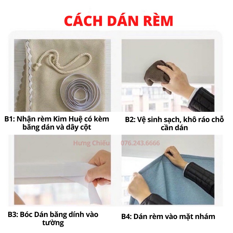 Rèm cửa sổ phòng ngủ dán tường chống nắng, rèm voan trắng trang trí 2 lớp dùng làm phông nền Hưng Chiếu