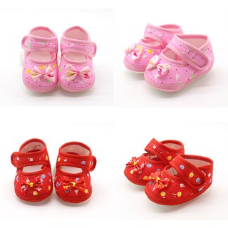 Giày bé gái đế mềm cột nơ 0-18 tháng