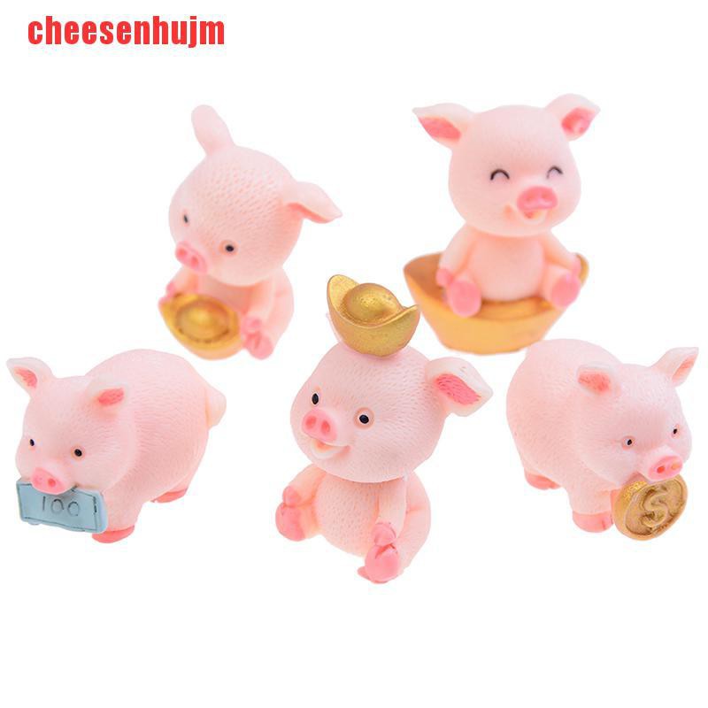 Set 5 Mô Hình Chú Heo Dễ Thương Trang Trí Vườn Diy