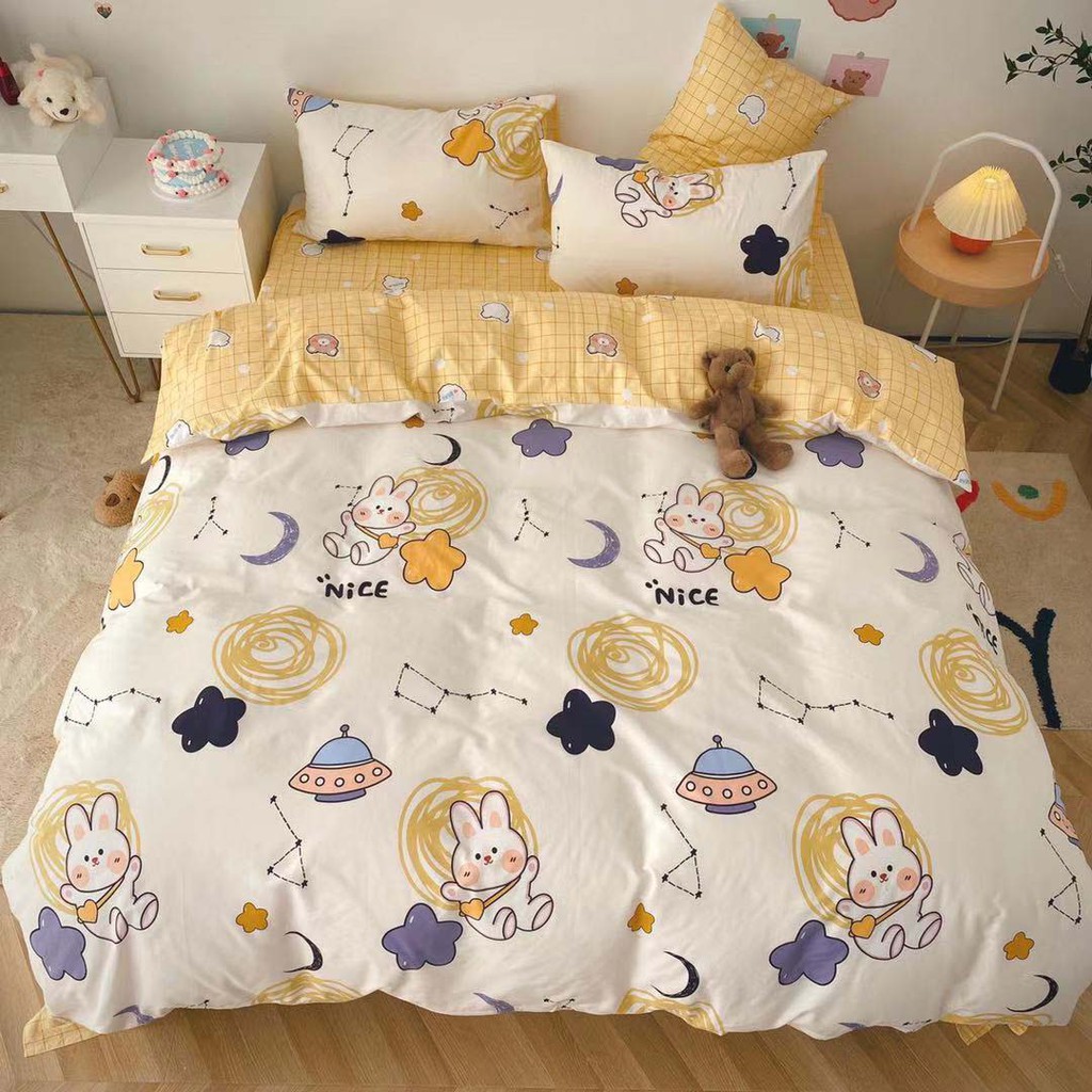 Bộ chăn ga gối cotton living Bo Decor cotton pha lụa cao cấp