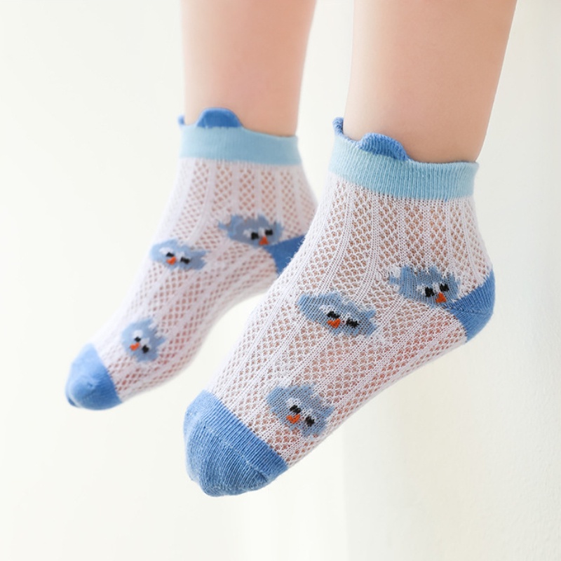 5 Đôi vớ KOKOROCARE vải cotton mỏng hình hoạt hình màu xanh dương size S/M/L/XL 0-8 tuổi cho bé