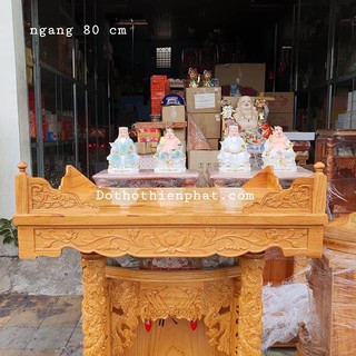 Bàn thờ treo tường gỗ gõ đỏ ngang 80 cm chạm sen mẫu mới rất đẹp