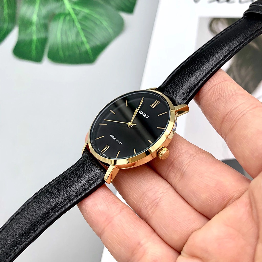 Đồng Hồ Casio Nữ LTP-VT01GL-1BUDF Dây Da - Nền Mặt Đen - Chống Nước