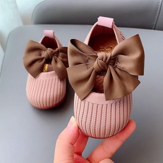 Giày búp bê đính nơ đế mềm cho bé gái