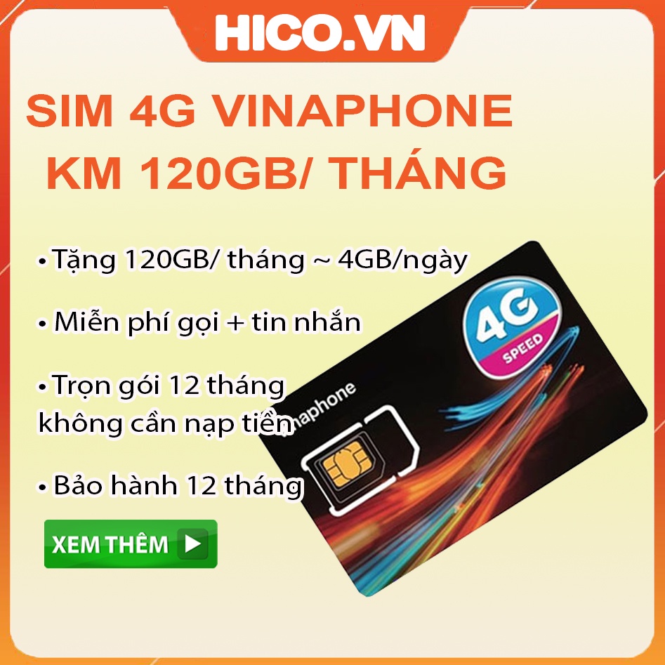 SIM 4G VINAPHONE VD149 VD89 D60G D500 TRỌN GÓI 12 THÁNG