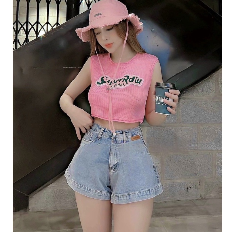 Quần short jean lưng cao quần đùi jean dáng xoè siêu xinh hàng loại xịn chất đẹp