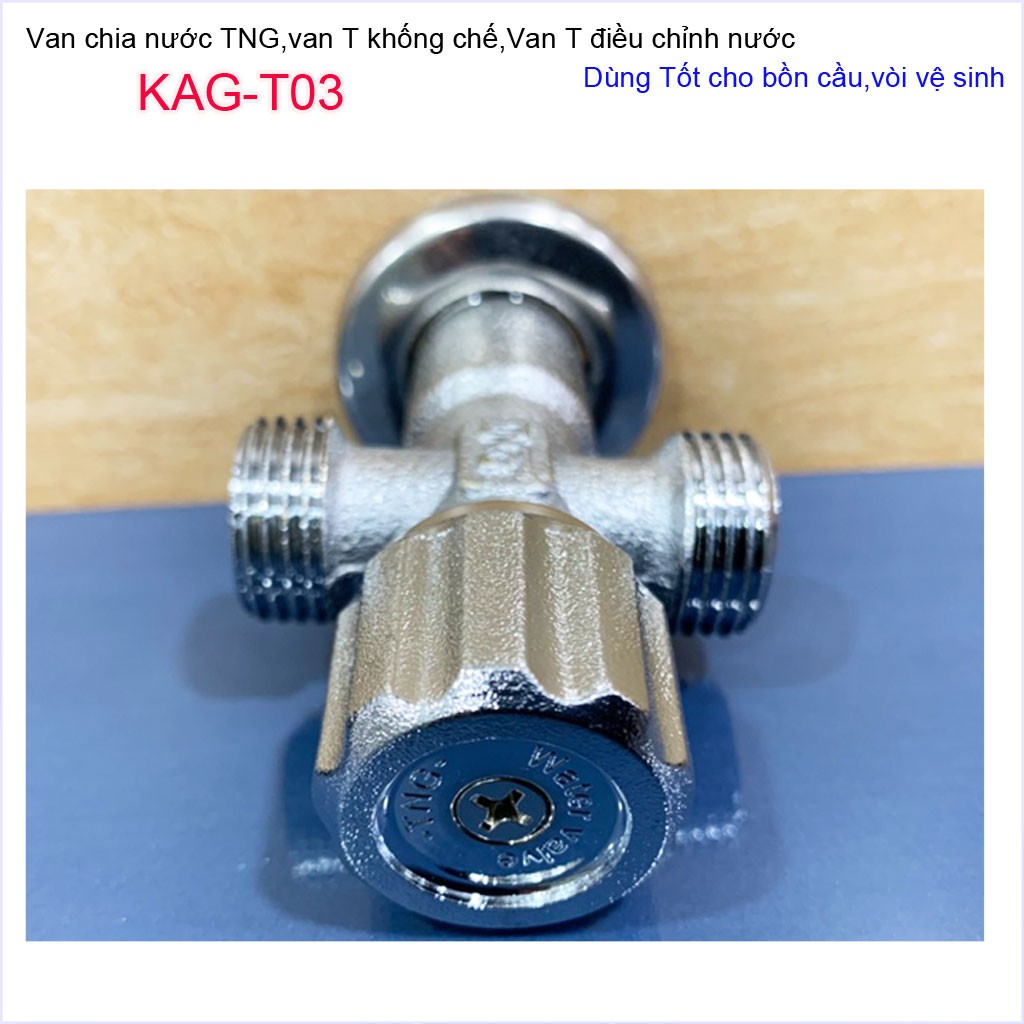 T chia nước van khóa giảm áp KAG-T03 cao cấp, van T chia nước bồn cầu và vòi xịt, T nối nước vòi xịt siêu bền