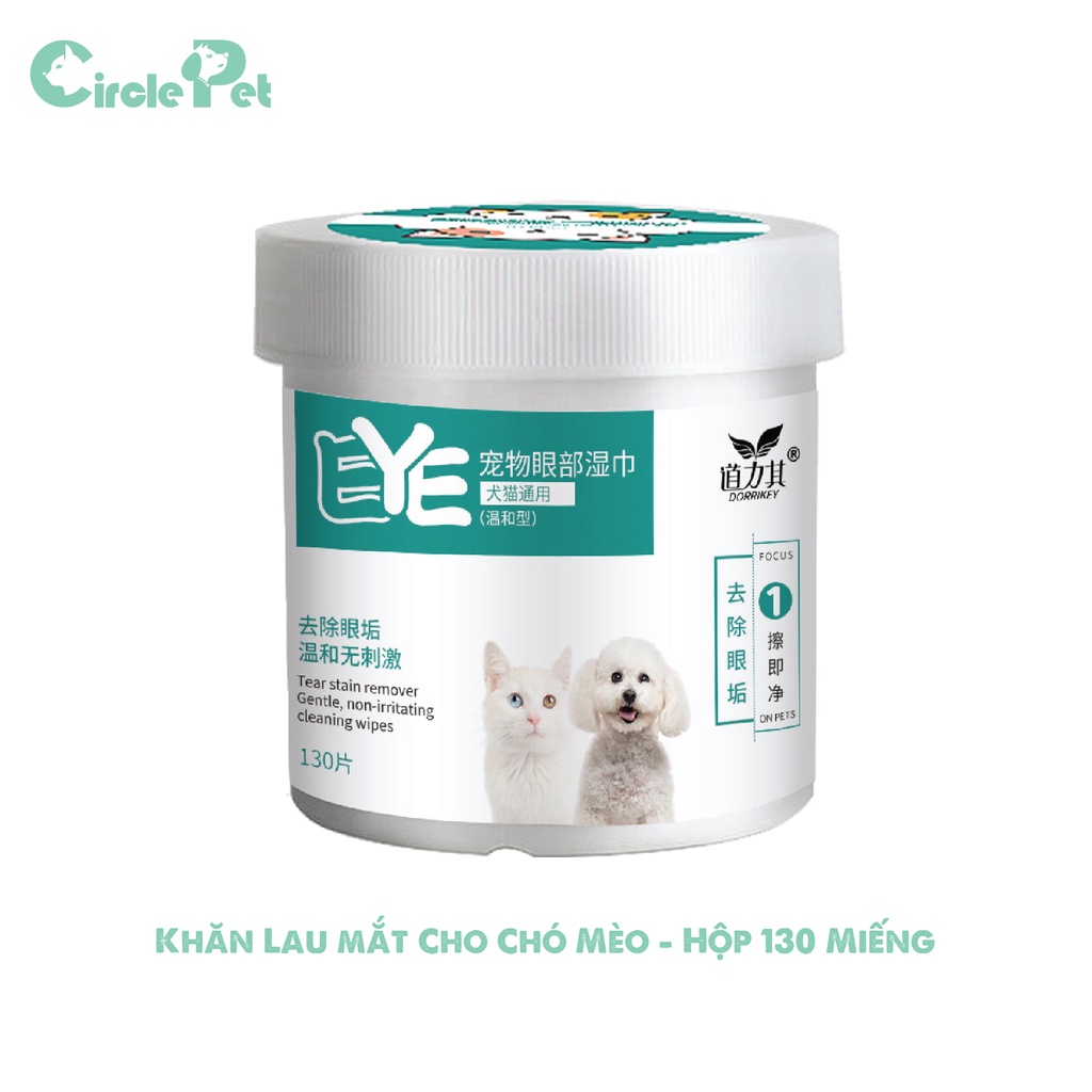 Khăn ướt lau mắt ố bẩn, khăn ướt lau tai cho chó mèo hộp 130 miếng - CirclePet