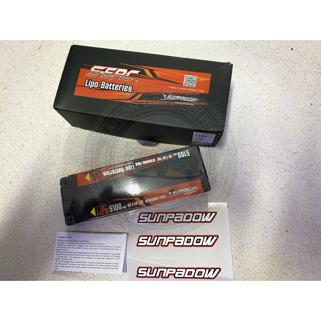 Pin HardCase SUNPADOW 2s 7.4V 5100mAh 70C