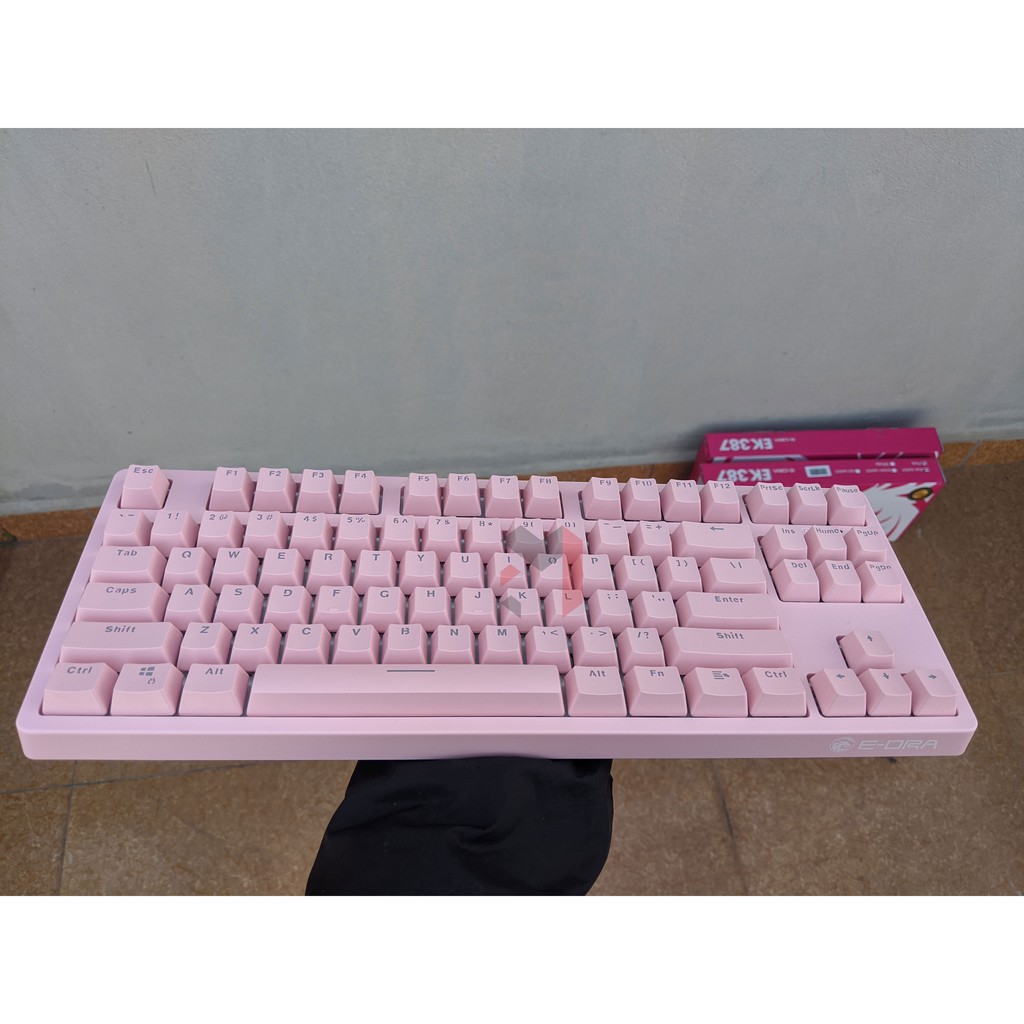 Bàn phím cơ EDRA EK387 Pink Huano switch version 2021 - Phiên bản màu hồng cực kute - Cam kết chính hãng - BH 2 năm