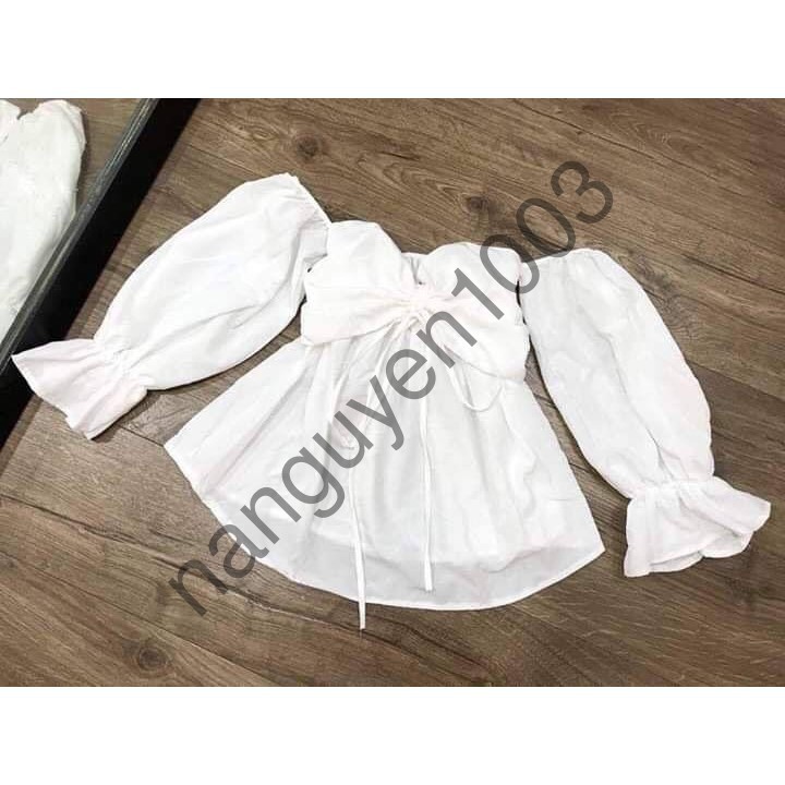 Áo ống cúp ngực trễ vai tay loe nữ tính 1125A15 shop Na Nguyễn