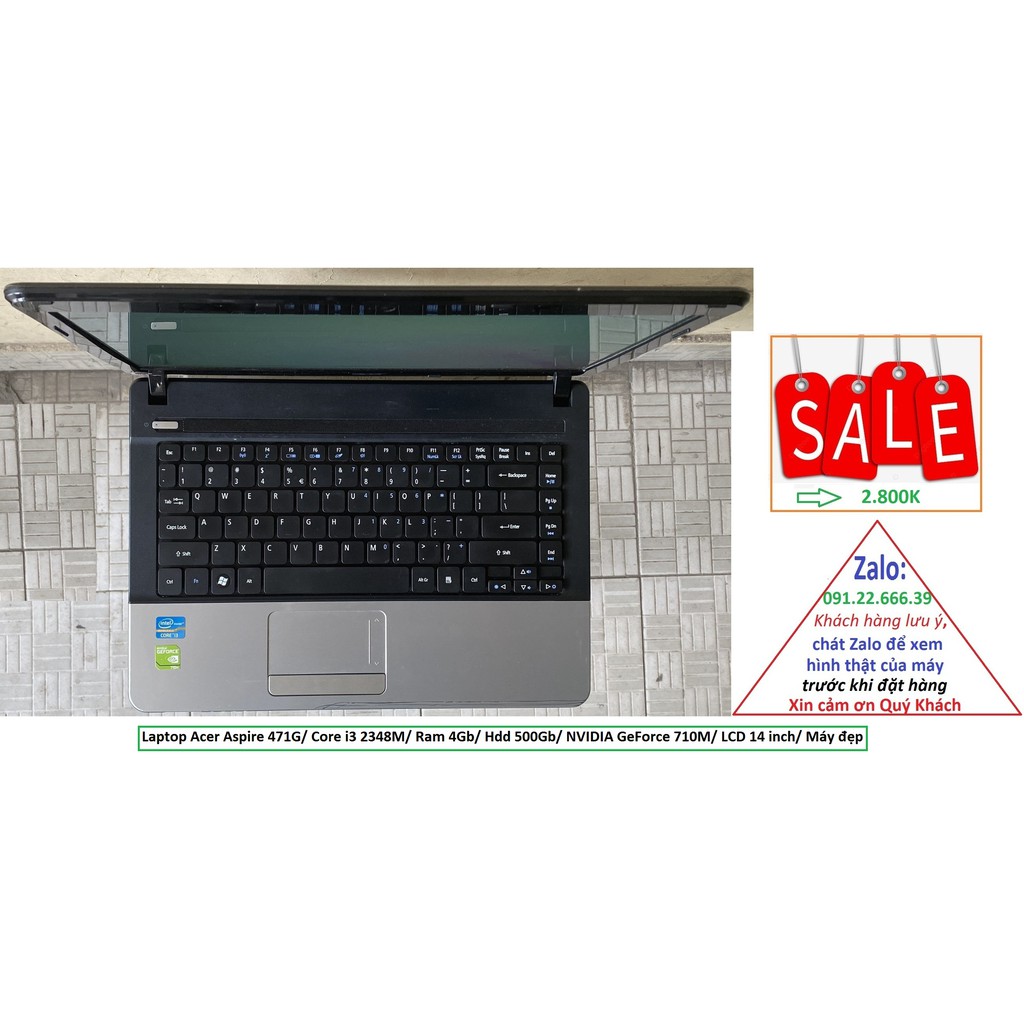 Laptop Acer Aspire 471G/ Core i3 2348M/ Ram 4Gb/ Hdd 500Gb/ NVIDIA GeForce 710M/ LCD 14 inch/ Máy đẹp | BigBuy360 - bigbuy360.vn