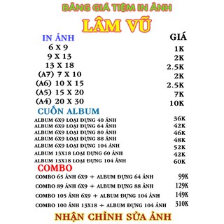 In ảnh size A7 (7x10) Đã Ép Plastic Giá chỉ 2k