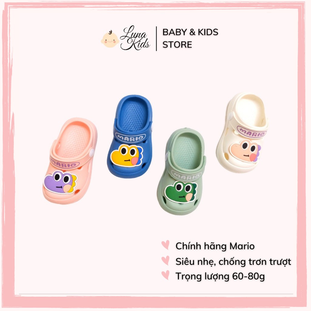 Dép sục Cross Cheerful Mario cho bé trai, bé gái - LunaKids [Ảnh thật]