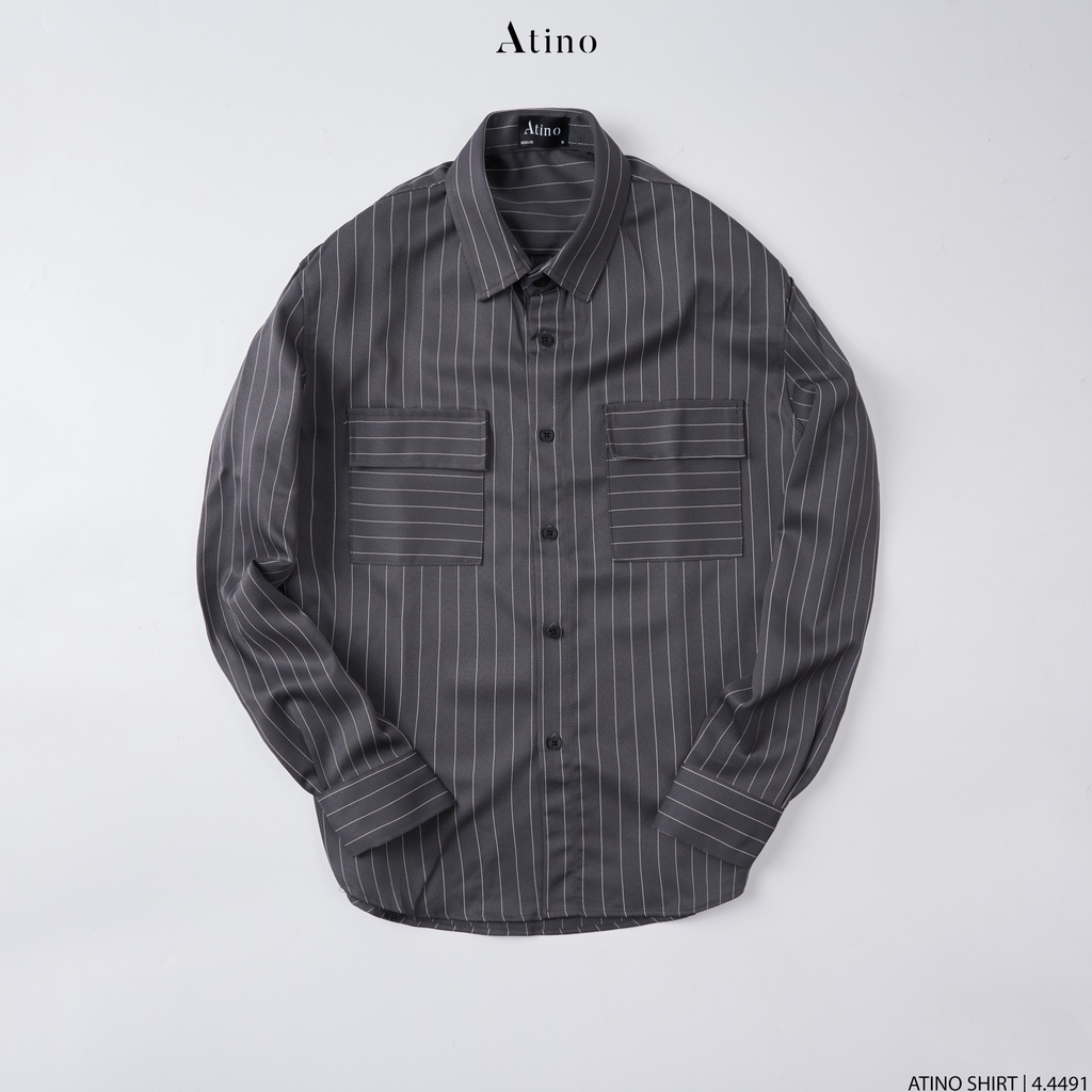 Áo Sơ Mi Dài Tay Nam Sọc ATINO Vải Cotton mềm mịn thoáng mát Form Regular SM4.4491