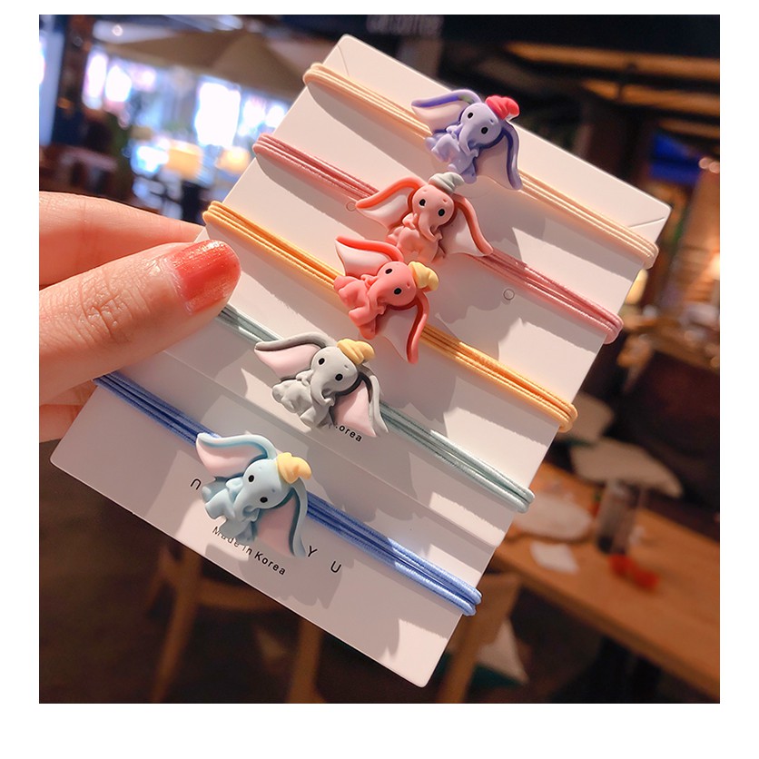 Dây buộc tóc thun buộc tóc hình chú voi nhiều màu dễ thương