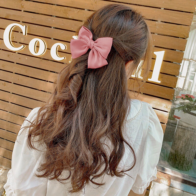 Kẹp tóc nơ cho nữ Hàn Quốc chất liệu satin cỡ vừa N6