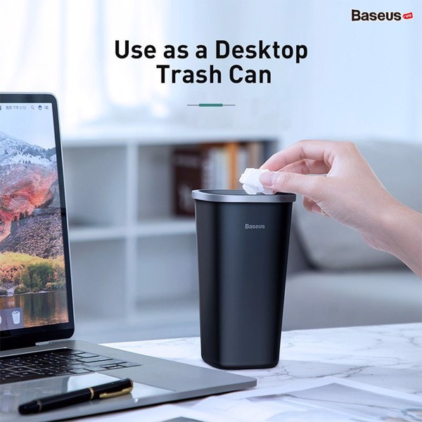 [Chính Hãng - Sẵn]Bình đựng rác mini Baseus Dust-free Vehicle Mounted Trash Can đùng trên ô tô hoặc bàn làm việc - LV753