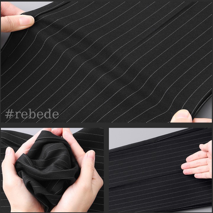 Quần tây đen nam kẻ sọc caro trắng ống suông, quần âu mặc công sở cao cấp - Rebede | BigBuy360 - bigbuy360.vn