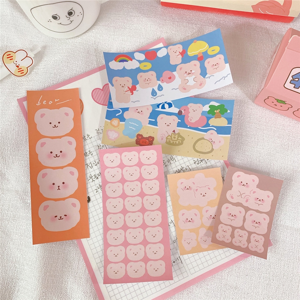 Giấy ghi chú in hình gấu mini dễ thương trang trí thủ công