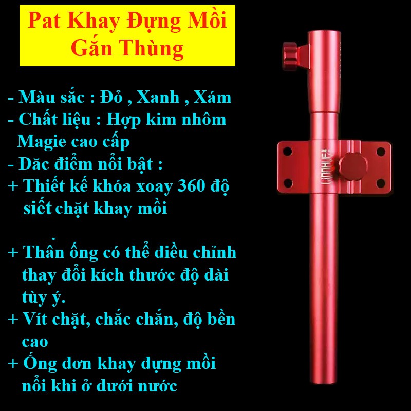 Bộ 3 Pat Linnhue Gắn Thùng câu cá ( Pat chống cần - pat khay mồi - pat rọng cá ) cao cấp LK-14