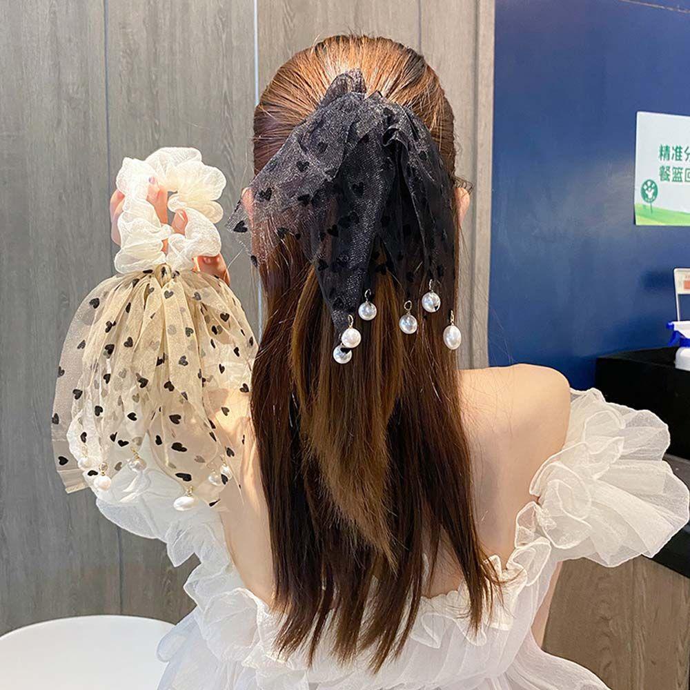 Dây Buộc Tóc Ruy Băng Lưới Họa Tiết Chấm Bi Đơn Giản Thời Trang Mùa Hè Cho Nữ