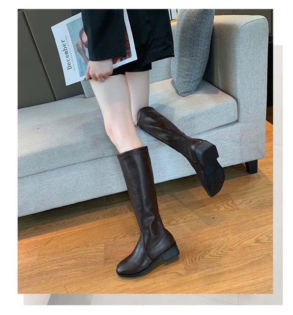 [Sẵn 35] Boots lửng Ulzzang cổ cao da trơn mềm khoá sườn gót cao 4cm | BigBuy360 - bigbuy360.vn