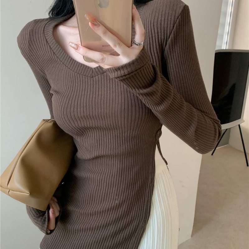 COZOK Áo Len Tay Dài Cổ Chữ v Form Ôm Thiết Kế Độc Đáo Thời Trang